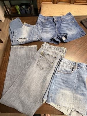 Lot Size 13-15 Jeans Shorts Pants Denim Cotton Blue Beige Black Khaki - Thumbnail 3
