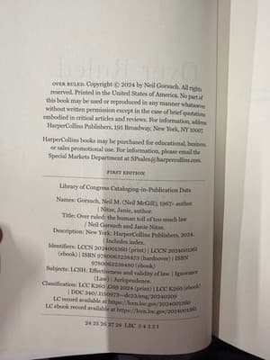 Neil Gorsuch Janie Nitze Over Ruled Hardcover 1st Ed 2024 HarperCollins - Thumbnail 2
