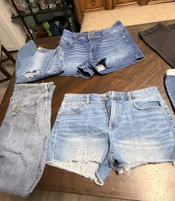 Lot Size 13-15 Jeans Shorts Pants Denim Cotton Blue Beige Black Khaki - Thumbnail 7