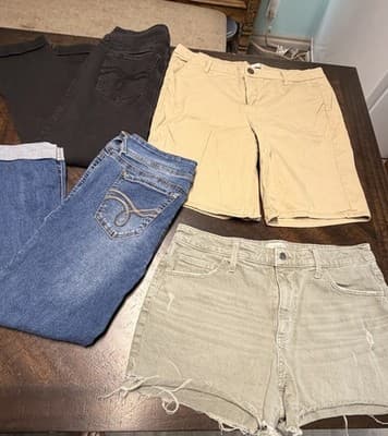 Lot Size 13-15 Jeans Shorts Pants Denim Cotton Blue Beige Black Khaki - Thumbnail 6