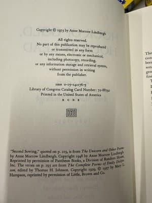 Anne Morrow Lindbergh Hour of Gold Hour of Lead Hardcover Harcourt 1973 DJ - Thumbnail 2