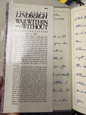 Anne Morrow Lindbergh War Within and Without Hardcover 1st 1980 w/ DJ - Thumbnail 2