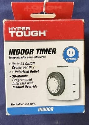 Hyper Tough 1-Outlet Mechanical Indoor Plug-In Timer 30-Min 1875W White - Thumbnail 3
