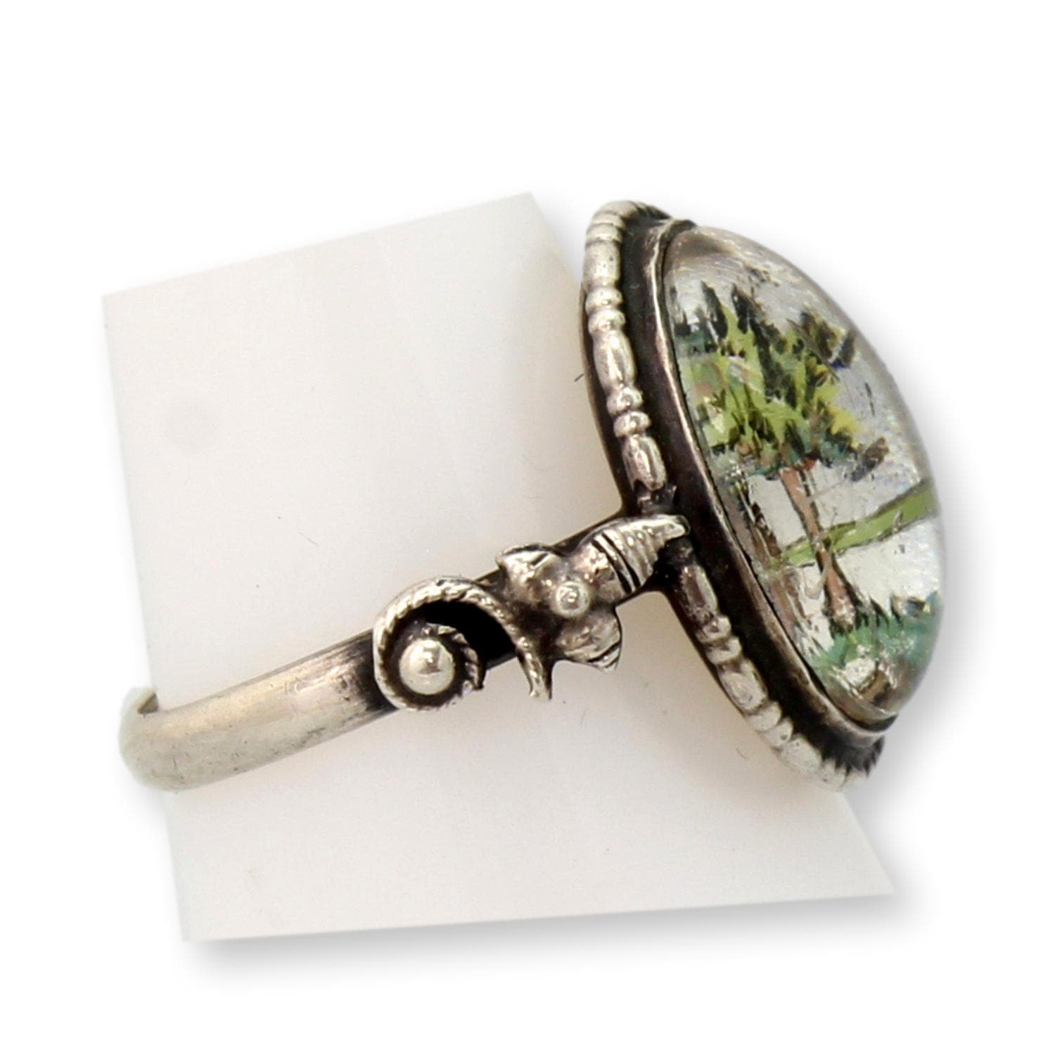 Sterling Silver Patent Assembled English Scenic Landscape Ring - Size 6.25 - Thumbnail 4