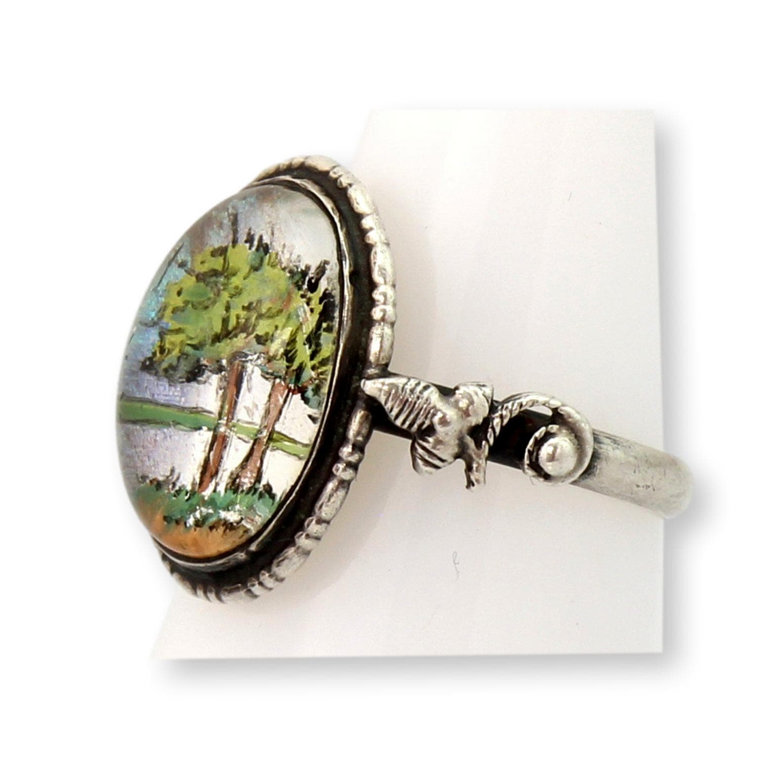 Sterling Silver Patent Assembled English Scenic Landscape Ring - Size 6.25 - Thumbnail 3