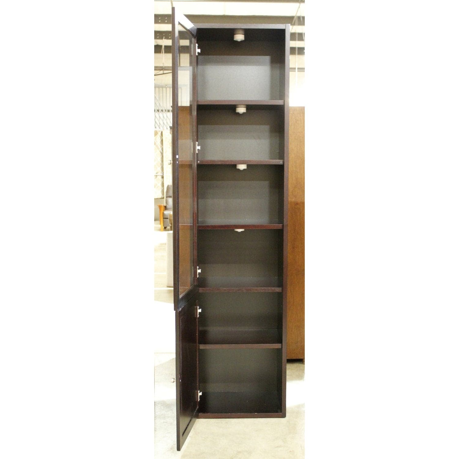Black Narrow Bookcase w/Glass Door & Cabinet - Black - Thumbnail 2