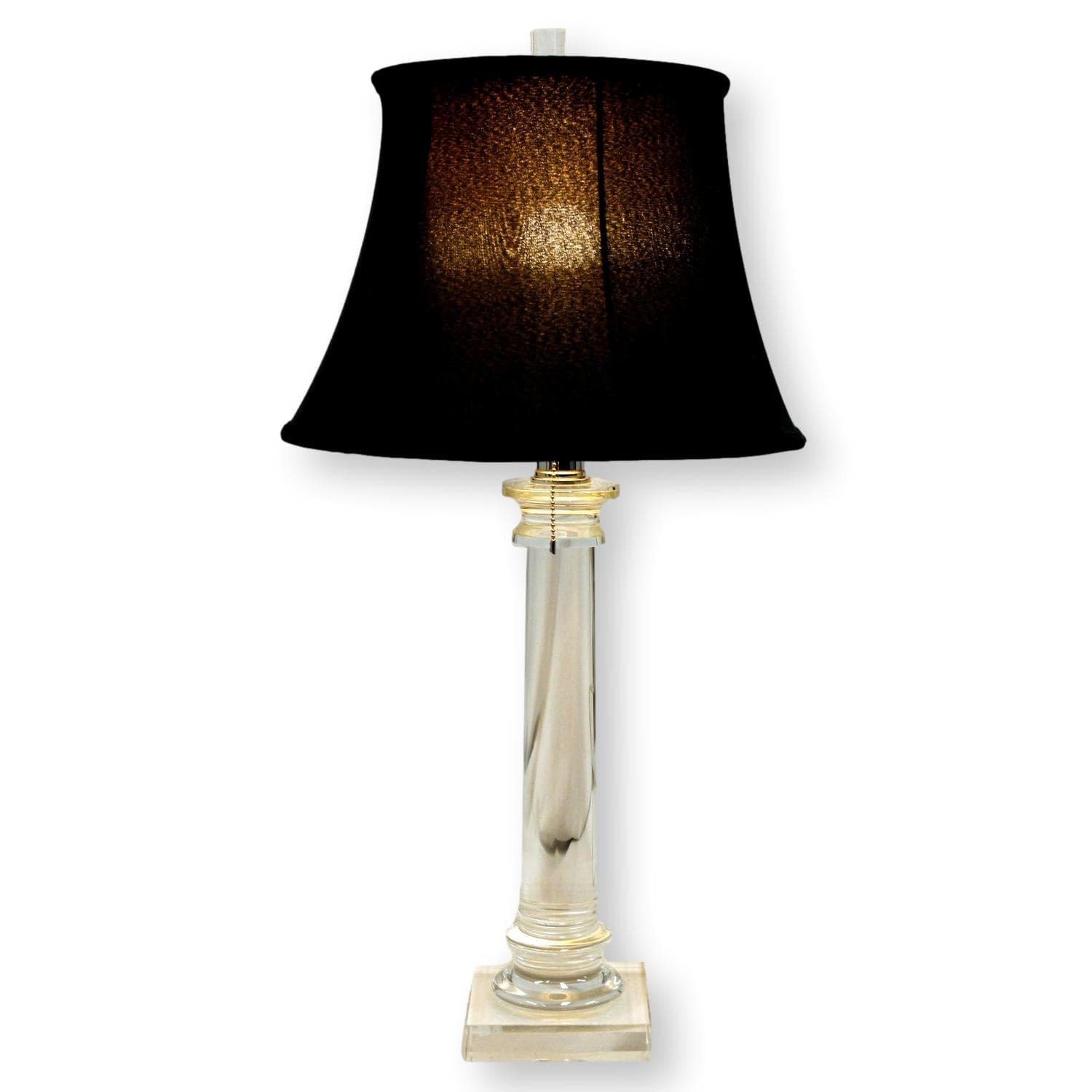 Crystal Column Table Lamp w/Silk Shade - Thumbnail 2
