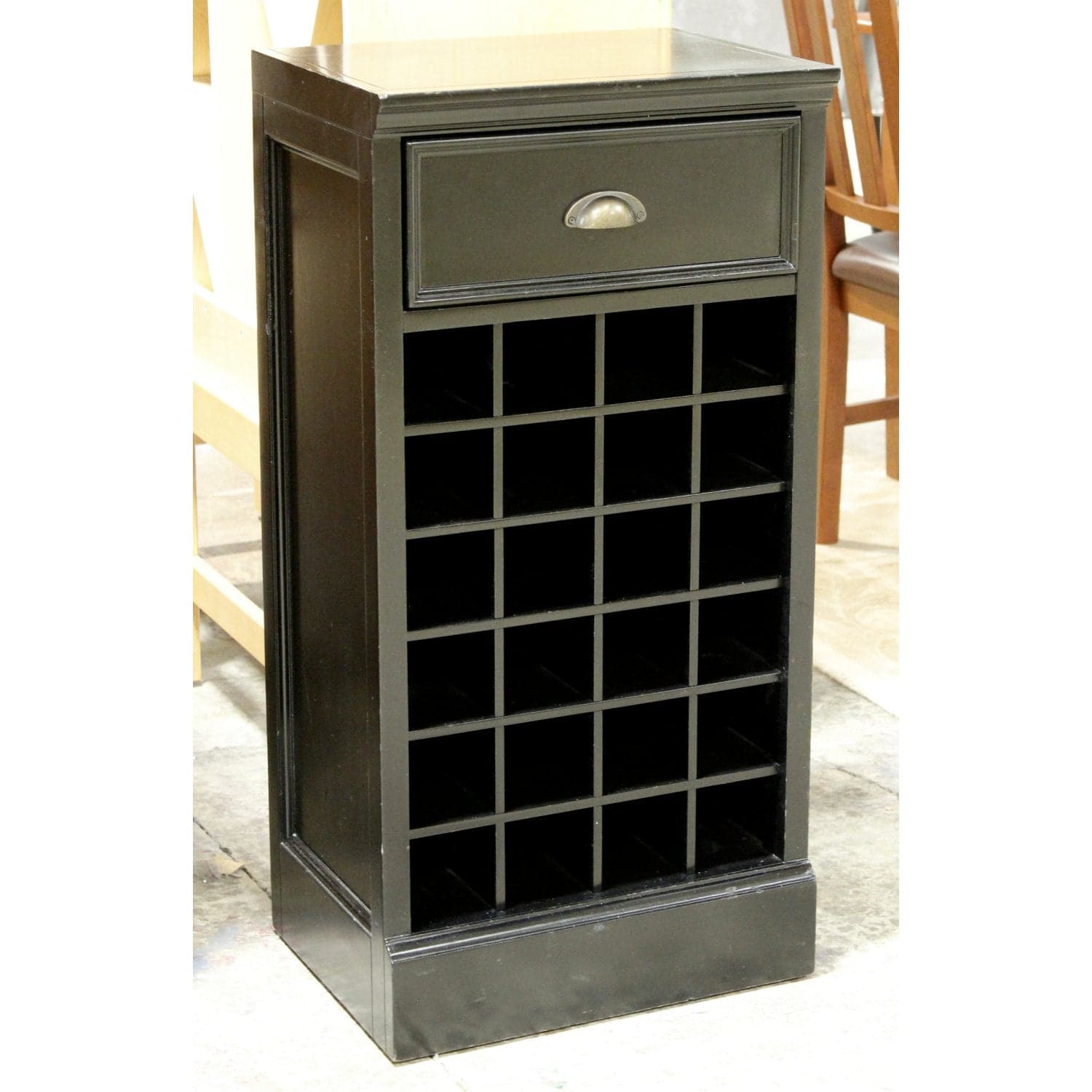 Black Wine Rack w/Drawer - Black - Thumbnail 3