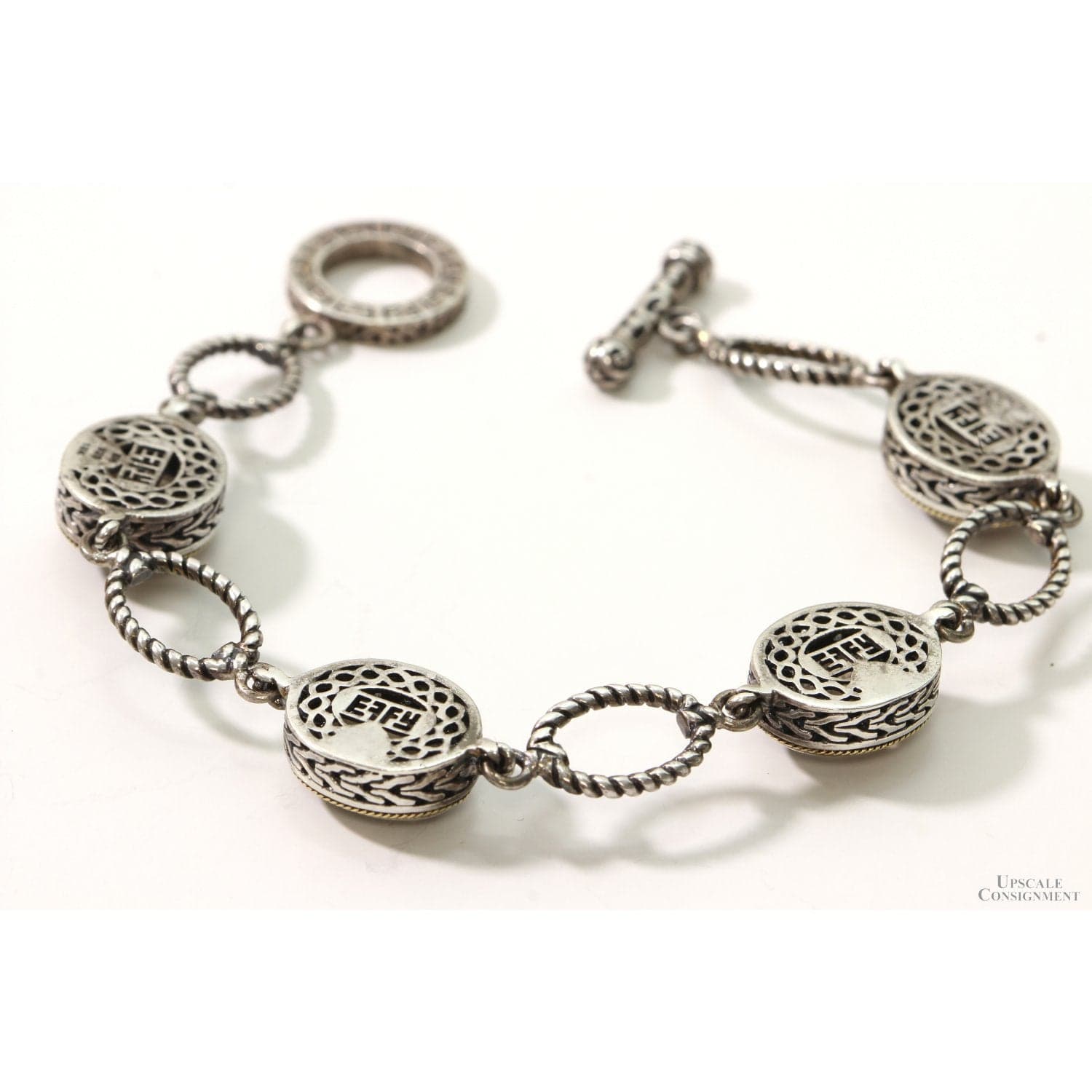 EFFY 18K Gold & Sterling Silver Smoky Quartz Link Bracelet - 7.75" - Thumbnail 3