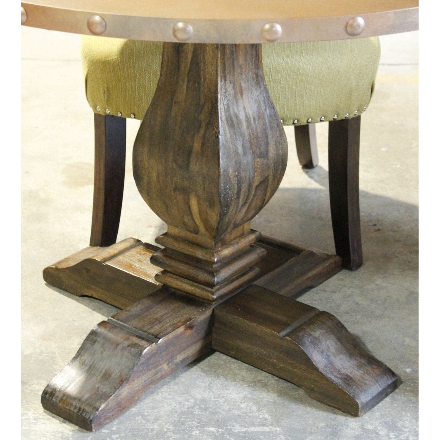 World Market Round Bronze Finish Table w/4 Green Chairs - Bronze - Thumbnail 4