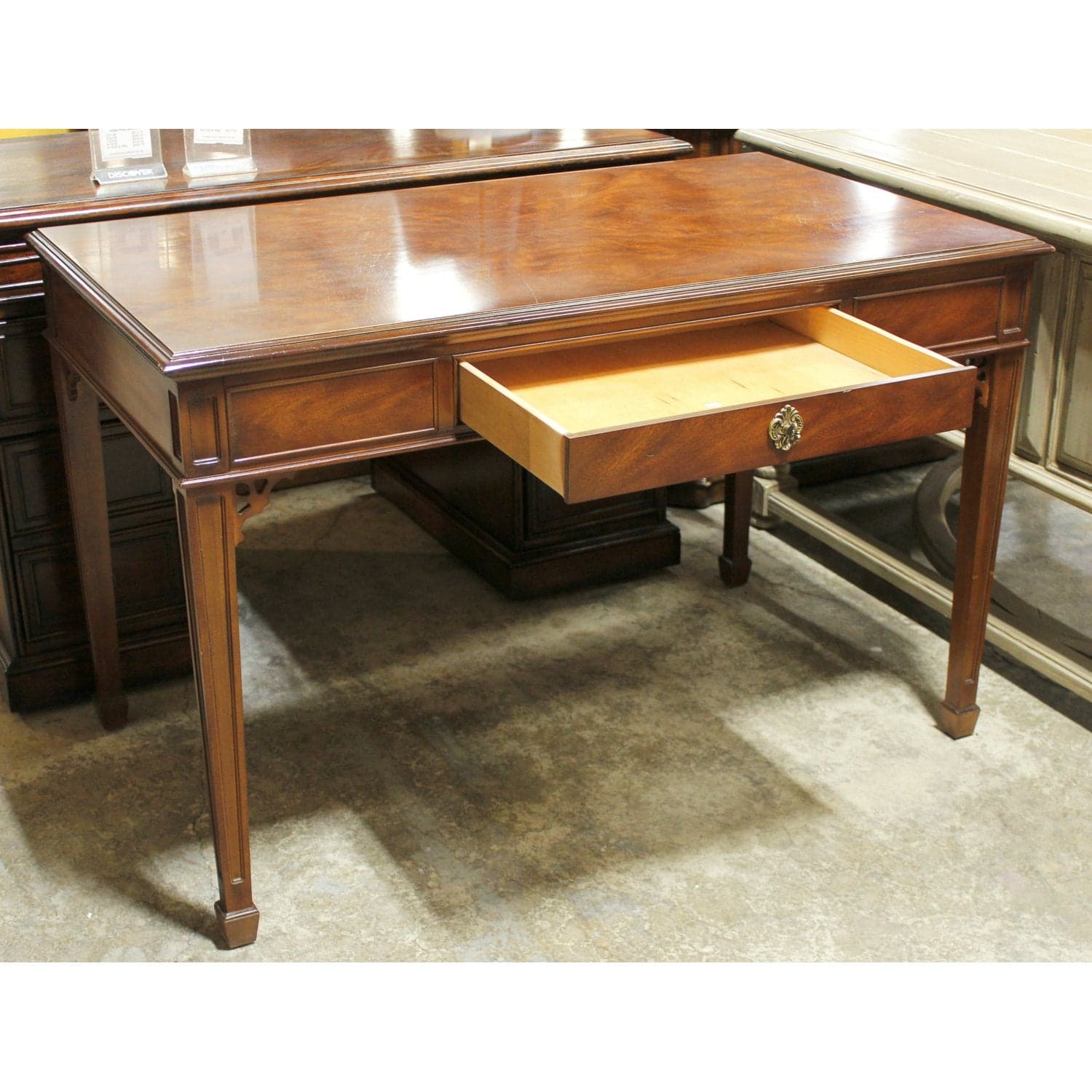 Drexel Patterned Burl Veneer Writing Desk - Thumbnail 2