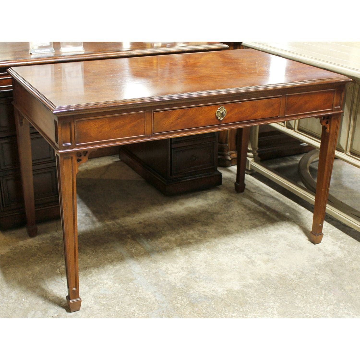 Drexel Patterned Burl Veneer Writing Desk - Thumbnail 3