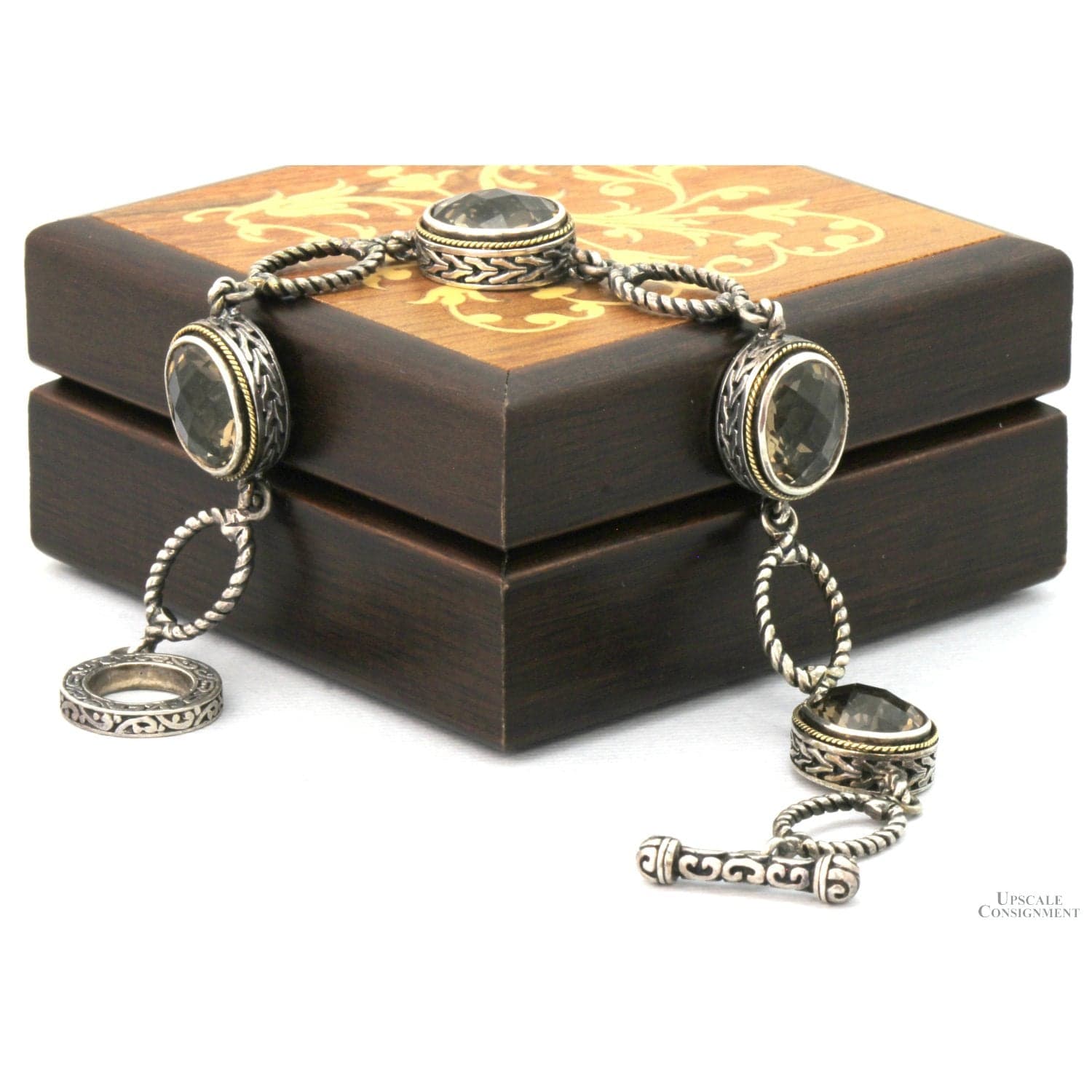 EFFY 18K Gold & Sterling Silver Smoky Quartz Link Bracelet - 7.75" - Thumbnail 2
