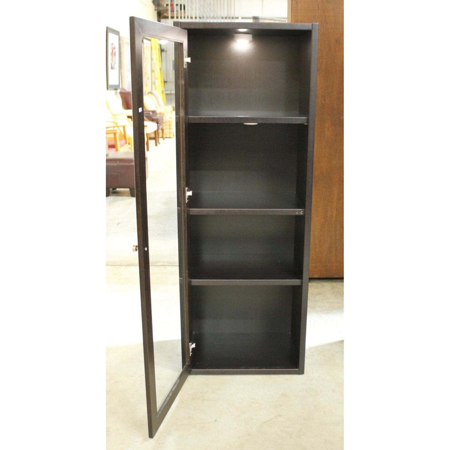 Black Narrow Bookcase w/Glass Door - Black - Thumbnail 2