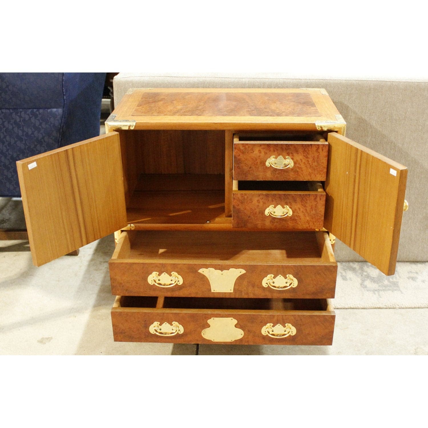 Teak Accent Cabinet w/Brass Accents - Thumbnail 2
