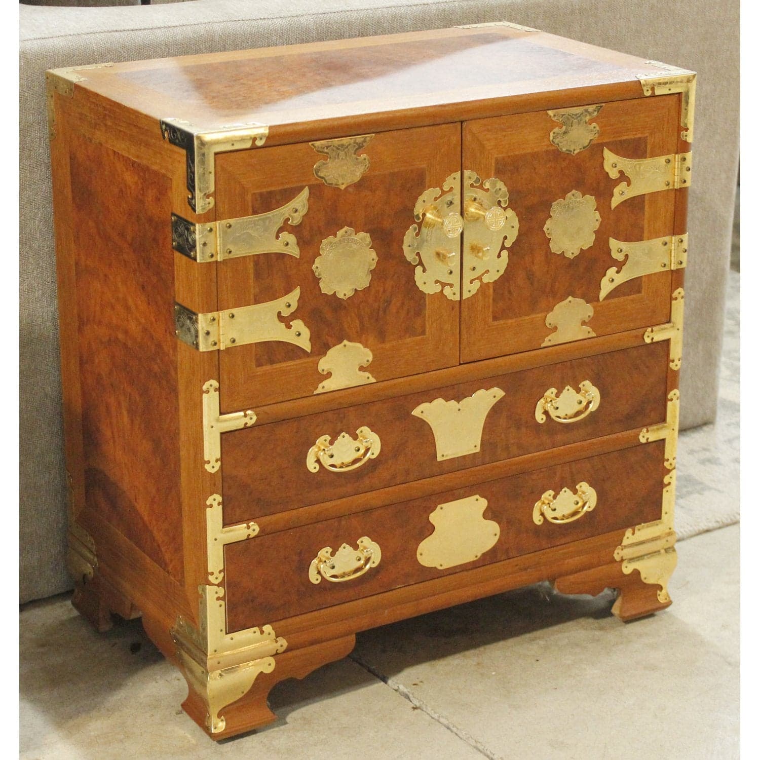 Teak Accent Cabinet w/Brass Accents - Thumbnail 3