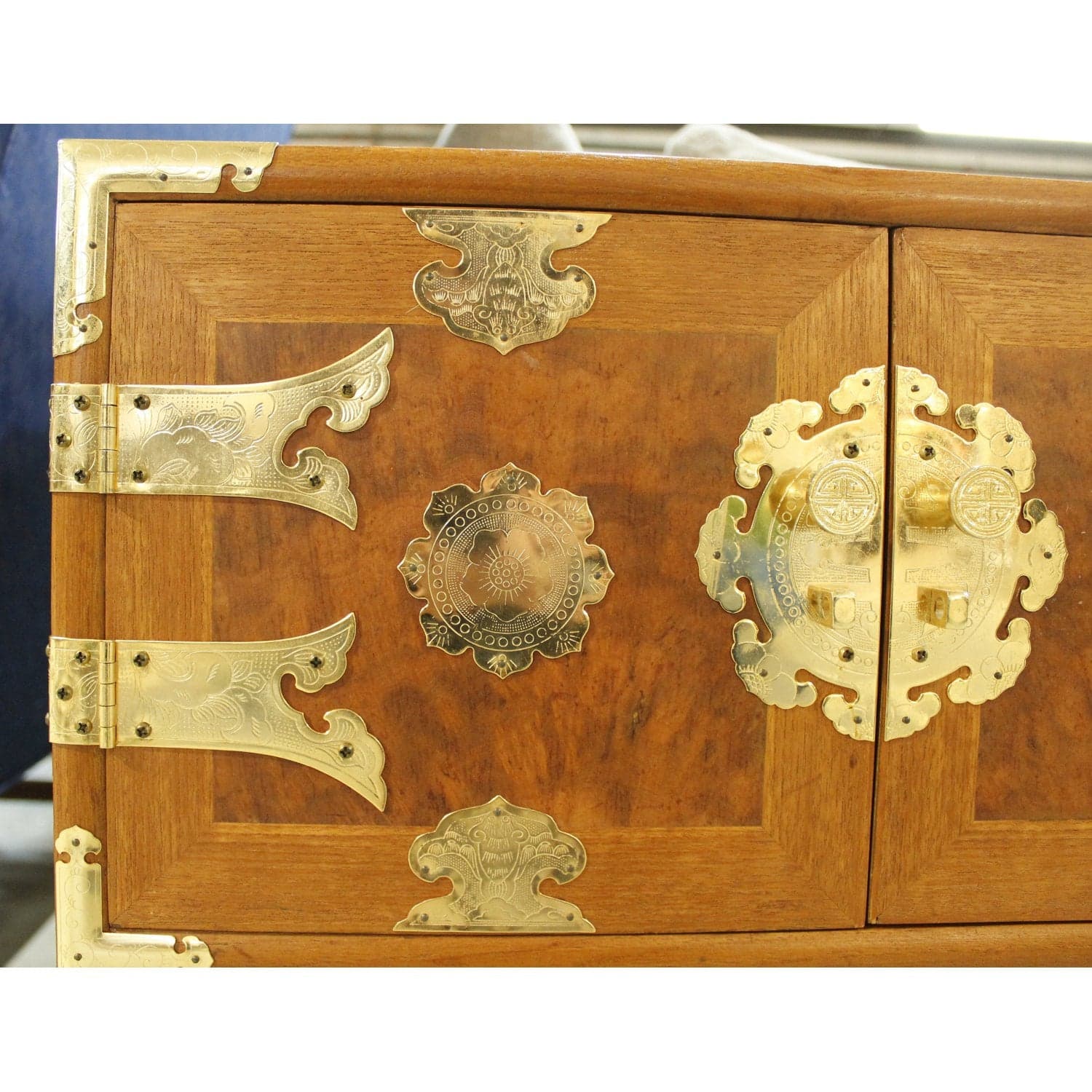 Teak Accent Cabinet w/Brass Accents - Thumbnail 7