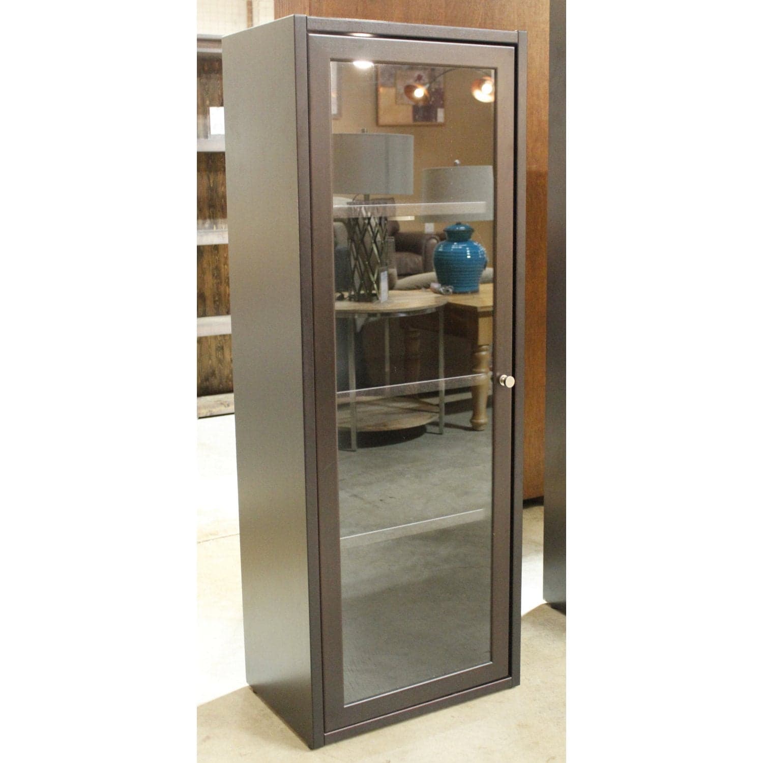 Black Narrow Bookcase w/Glass Door - Black - Thumbnail 3