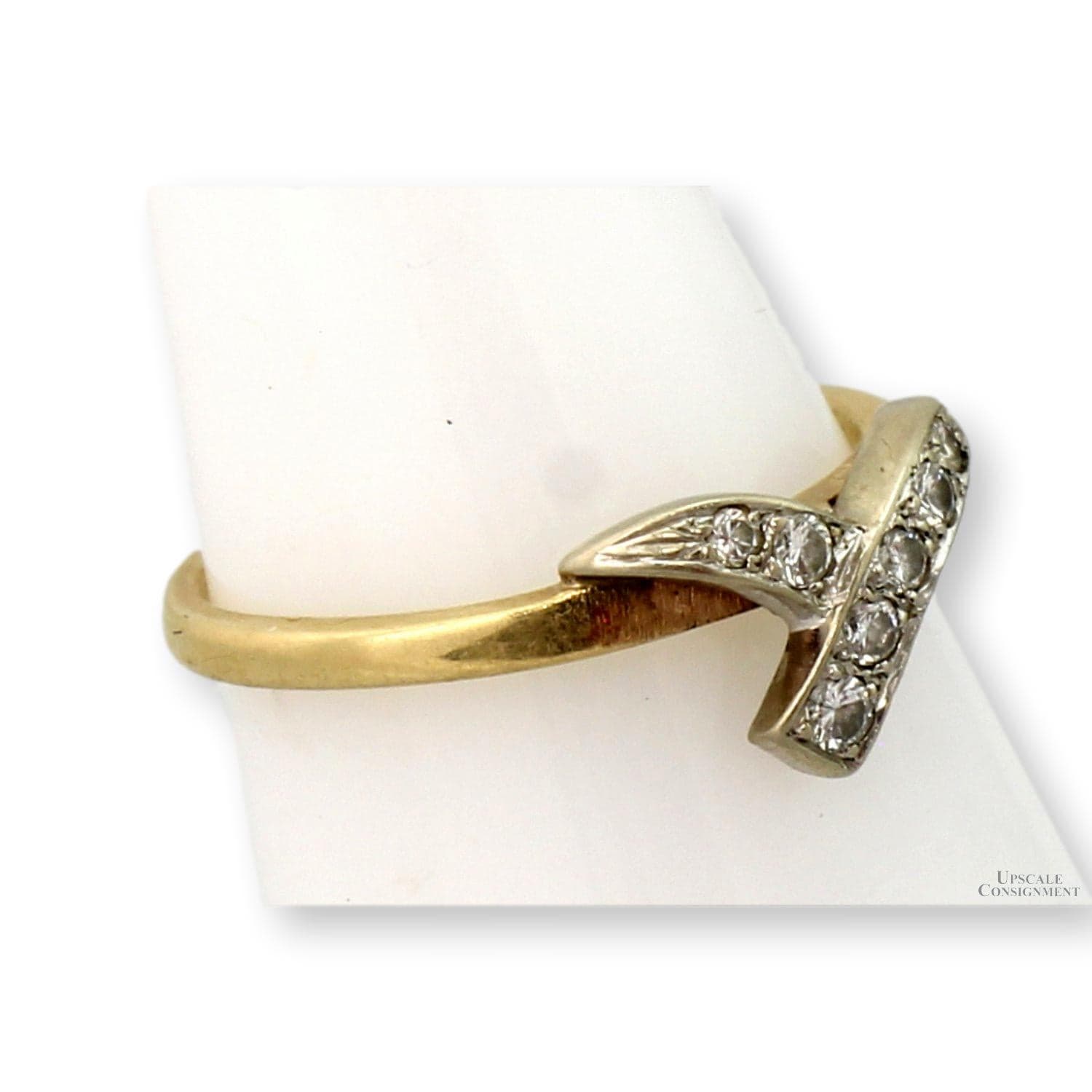 Vintage 14K Two-Tone Gold .25ctw Diamond Bypass Ring - Size 6.5 - Thumbnail 2