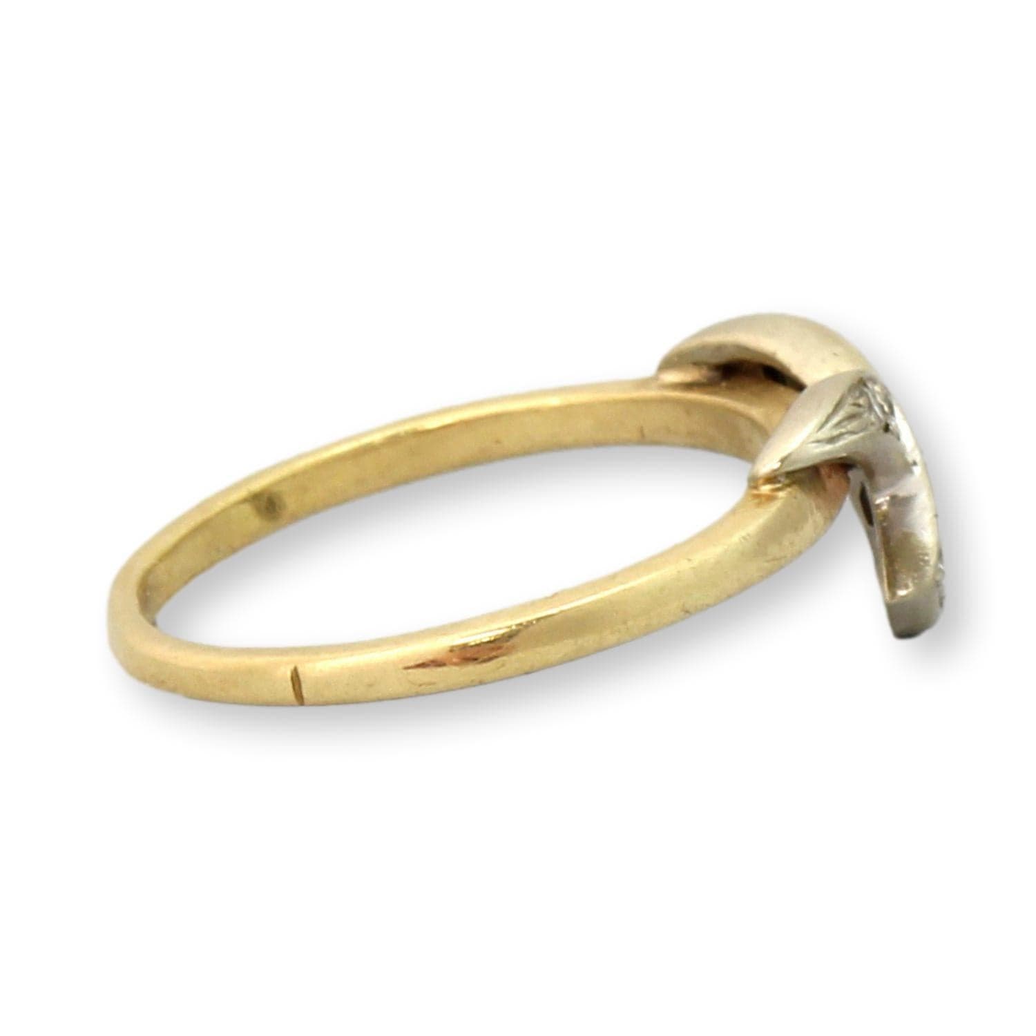 Vintage 14K Two-Tone Gold .25ctw Diamond Bypass Ring - Size 6.5 - Thumbnail 3