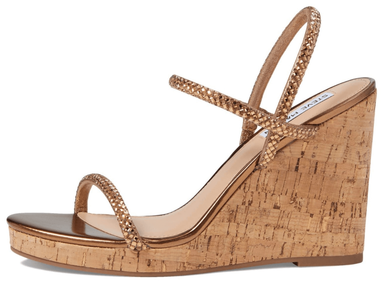 STEVE MADDEN Udell Morgan Rhinestone Wedge Sandals in Bronze 9.5 M - Thumbnail 3