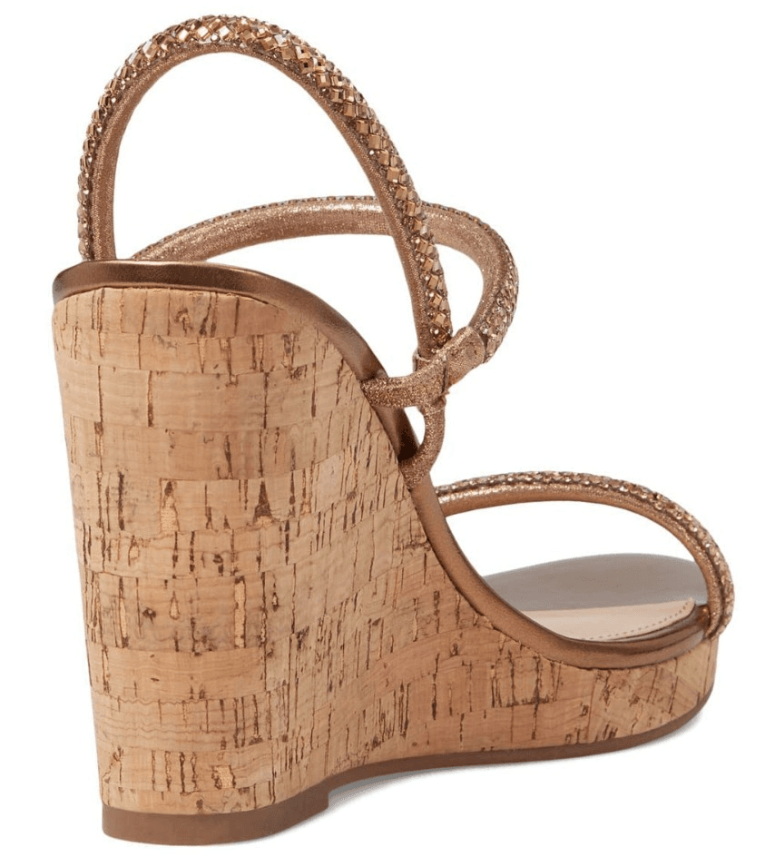 STEVE MADDEN Udell Morgan Rhinestone Wedge Sandals in Bronze 9.5 M - Thumbnail 4