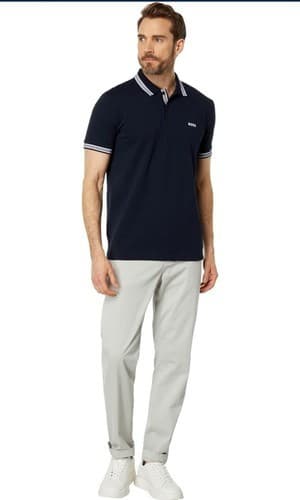 BOSS Paddy Cotton Polo Whale Dark Blue Medium - Thumbnail 3
