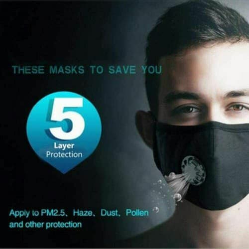 Unisex Reusable Soft Double Layer Washable Cotton Face Nose Mask with 12 Filters - Thumbnail 3