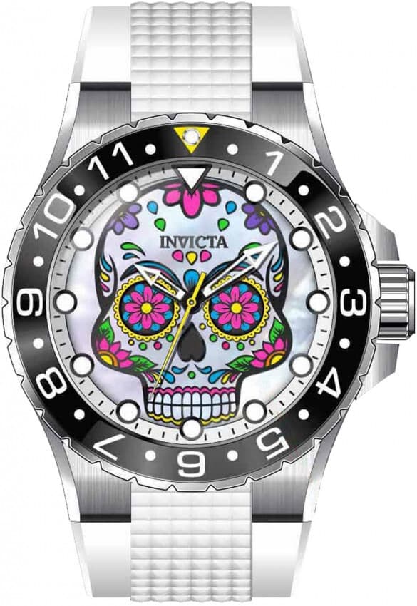 Invicta Men's 50mm AVIATOR Dia De Los Muertos Quartz MOP Skull Dial Watch 36853 - Thumbnail 4