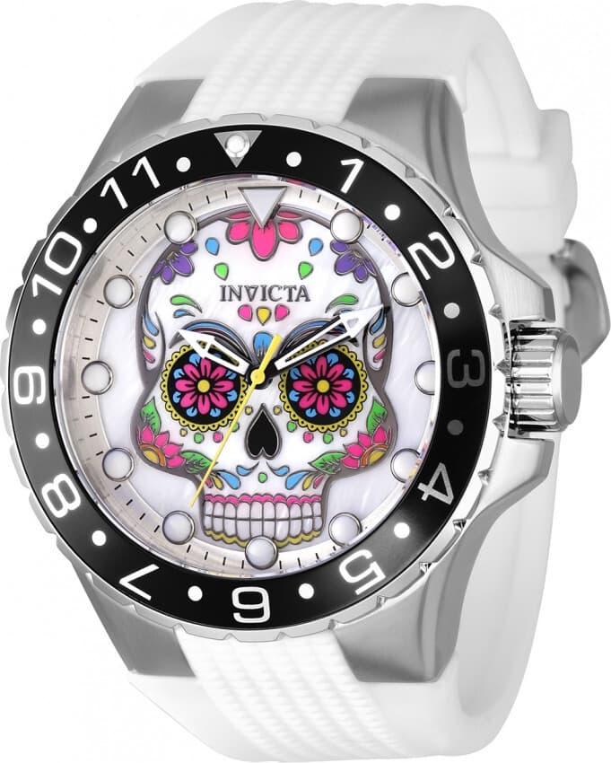 Invicta Men's 50mm AVIATOR Dia De Los Muertos Quartz MOP Skull Dial Watch 36853 - Thumbnail 3