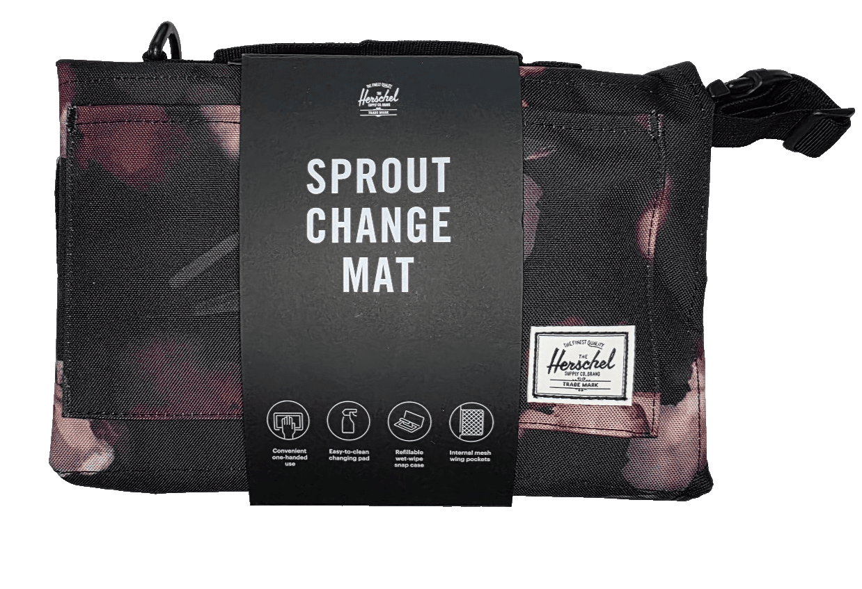 Herschel Supply Company Sprout Change Mat Black Watercolor Floral Design - Image 1