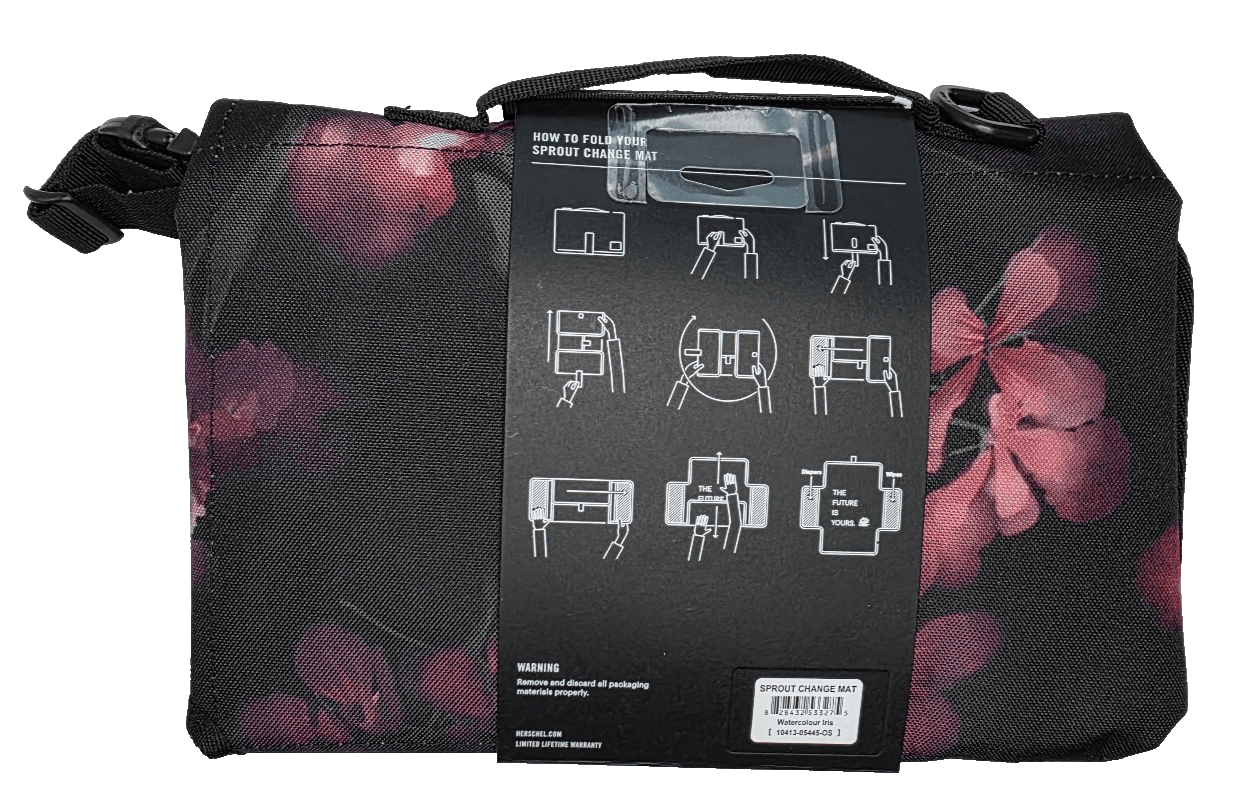 Herschel Supply Company Sprout Change Mat Black Watercolor Floral Design - Thumbnail 3