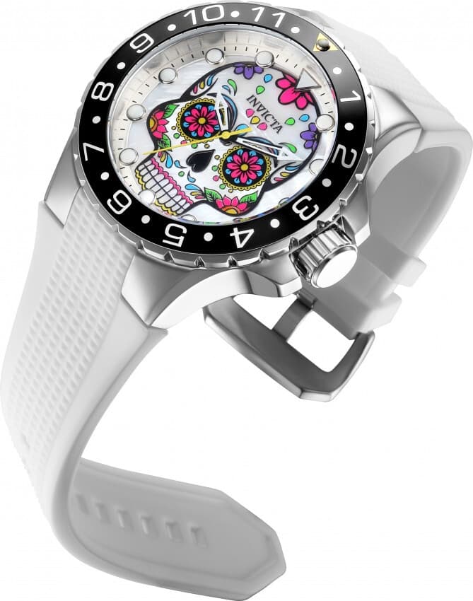 Invicta Men's 50mm AVIATOR Dia De Los Muertos Quartz MOP Skull Dial Watch 36853 - Thumbnail 2