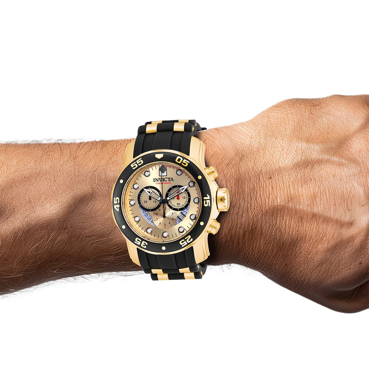 Invicta Pro Diver SCUBA Men's 48mm Gold Dial Stainless Chronograph Watch - Thumbnail 4