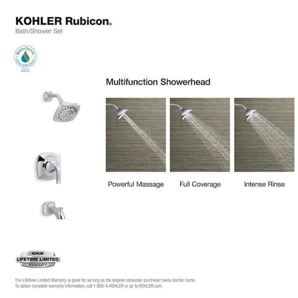 KOHLER Rubicon 1-Handle 3-Spray Wall-Mount Tub and Shower Faucet Valve Included - Thumbnail 2