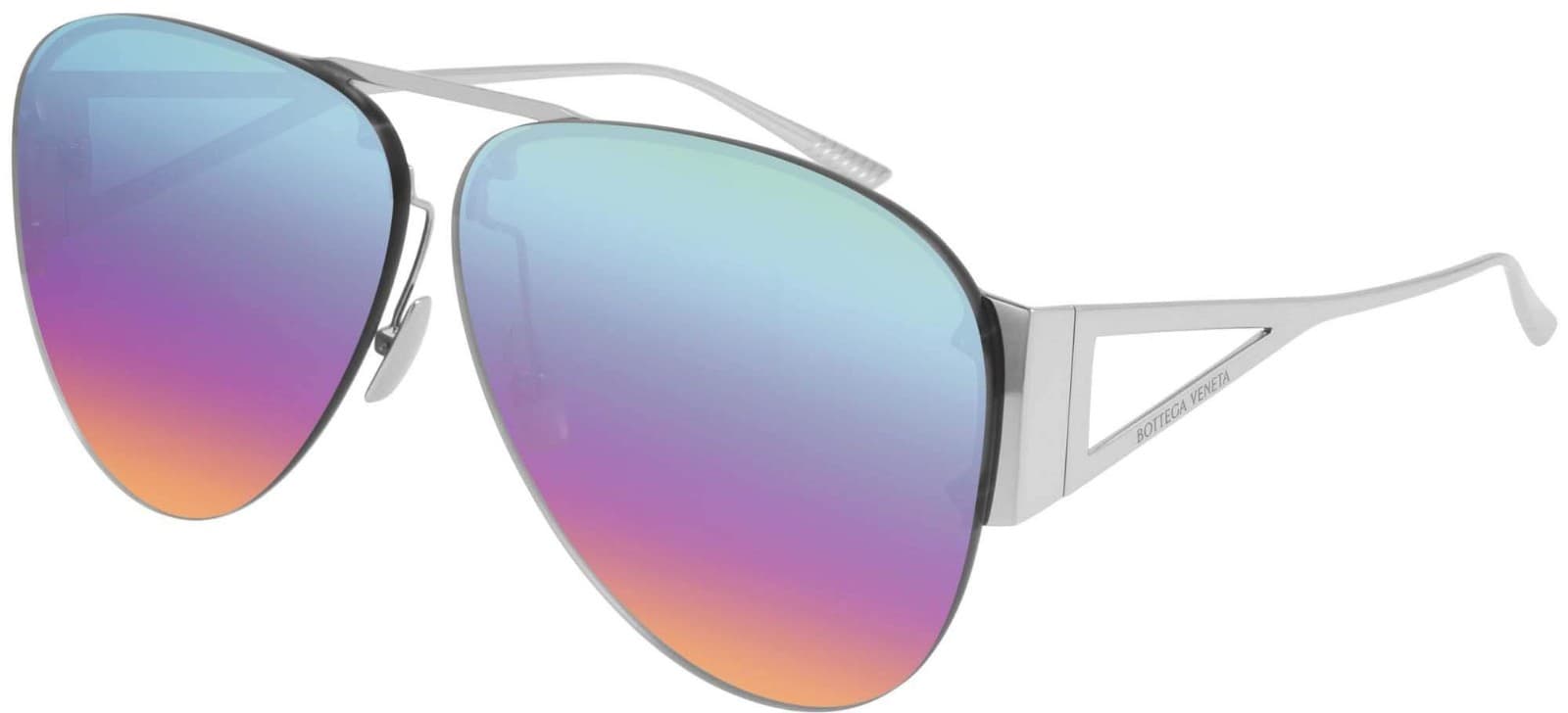 BOTTEGA VENETA BV1066S 001 Pilot Navigator Rainbow Mirror Women's Sunglasses - Image 1
