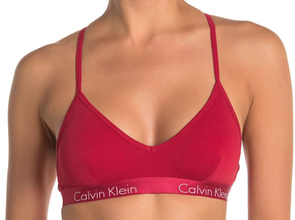 Calvin Klein Women Motive Triangle Padded Racerback Bralette Red Medium QP16680 - Image 1