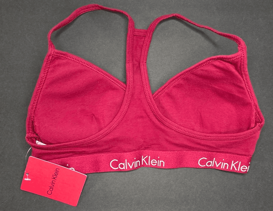 Calvin Klein Women Motive Triangle Padded Racerback Bralette Red Medium QP16680 - Thumbnail 4