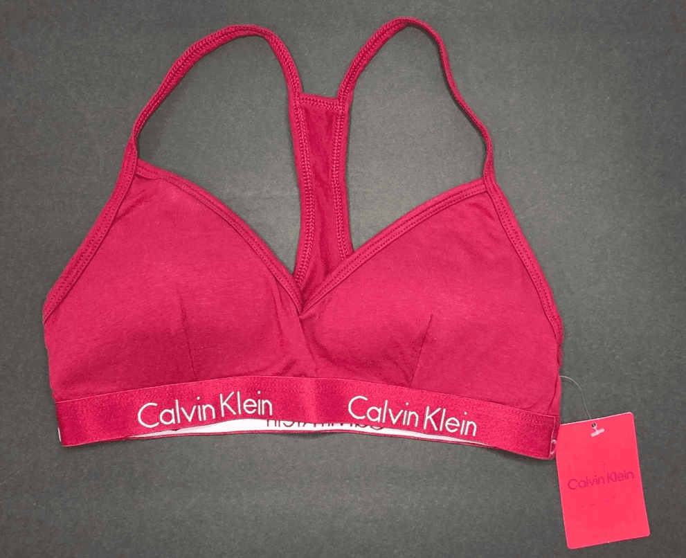 Calvin Klein Women Motive Triangle Padded Racerback Bralette Red Medium QP16680 - Thumbnail 3