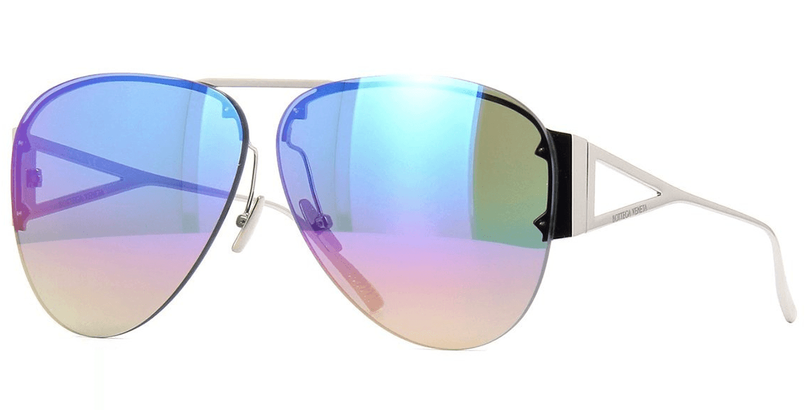 BOTTEGA VENETA BV1066S 001 Pilot Navigator Rainbow Mirror Women's Sunglasses - Thumbnail 2