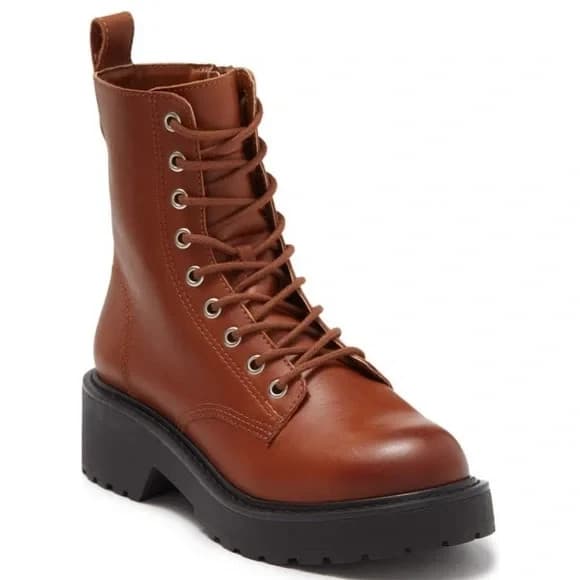 Steve Madden Women’s Tornado Brown Leather Combat Boots Size 10 M Chunky Lug - Thumbnail 2