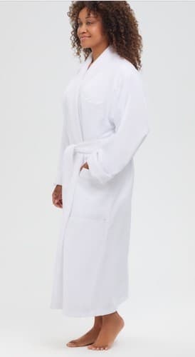 Monarch Cypress Microfiber Shawl Robe Lined In Terry Size X- Large in White - Thumbnail 3