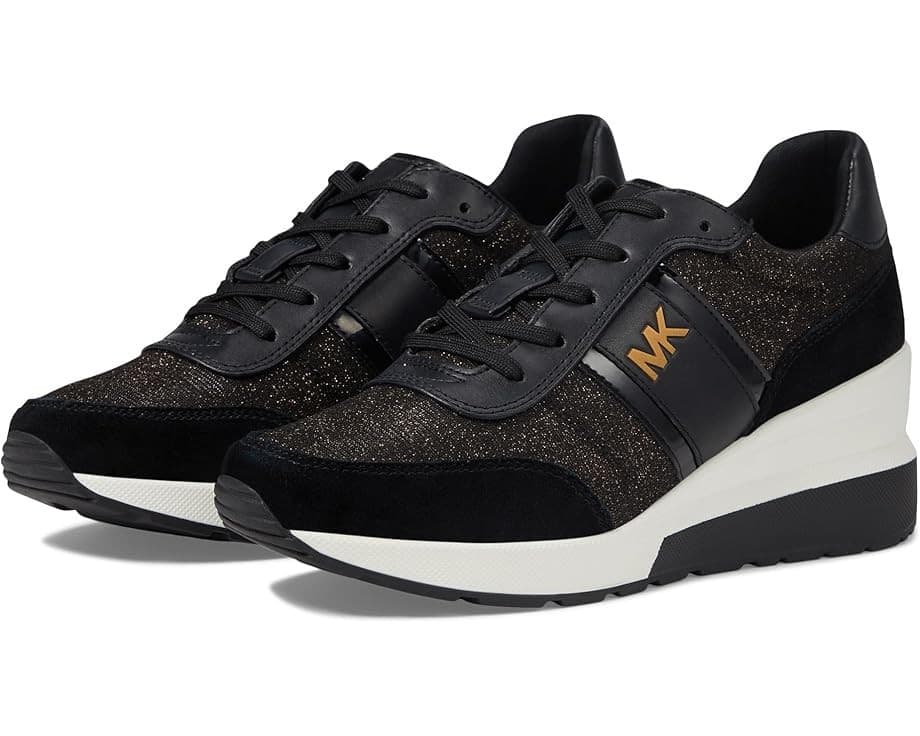 Michael Kors Women's Mabel Trainer Black Bronze Signature Glitter Lace-Up 10 M - Image 1