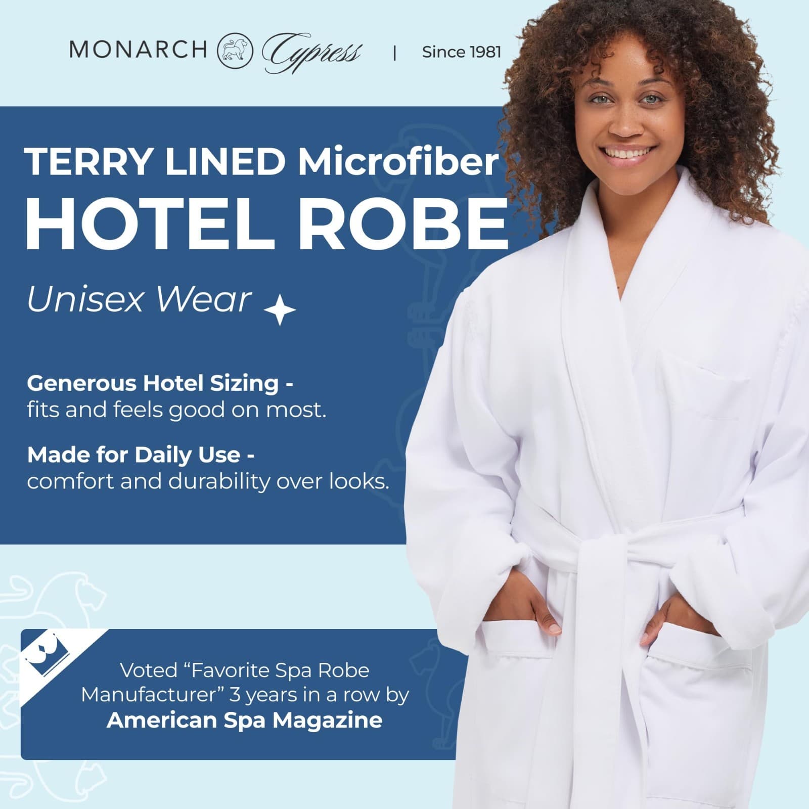 Monarch Cypress Microfiber Shawl Robe Lined In Terry Size X- Large in White - Thumbnail 6