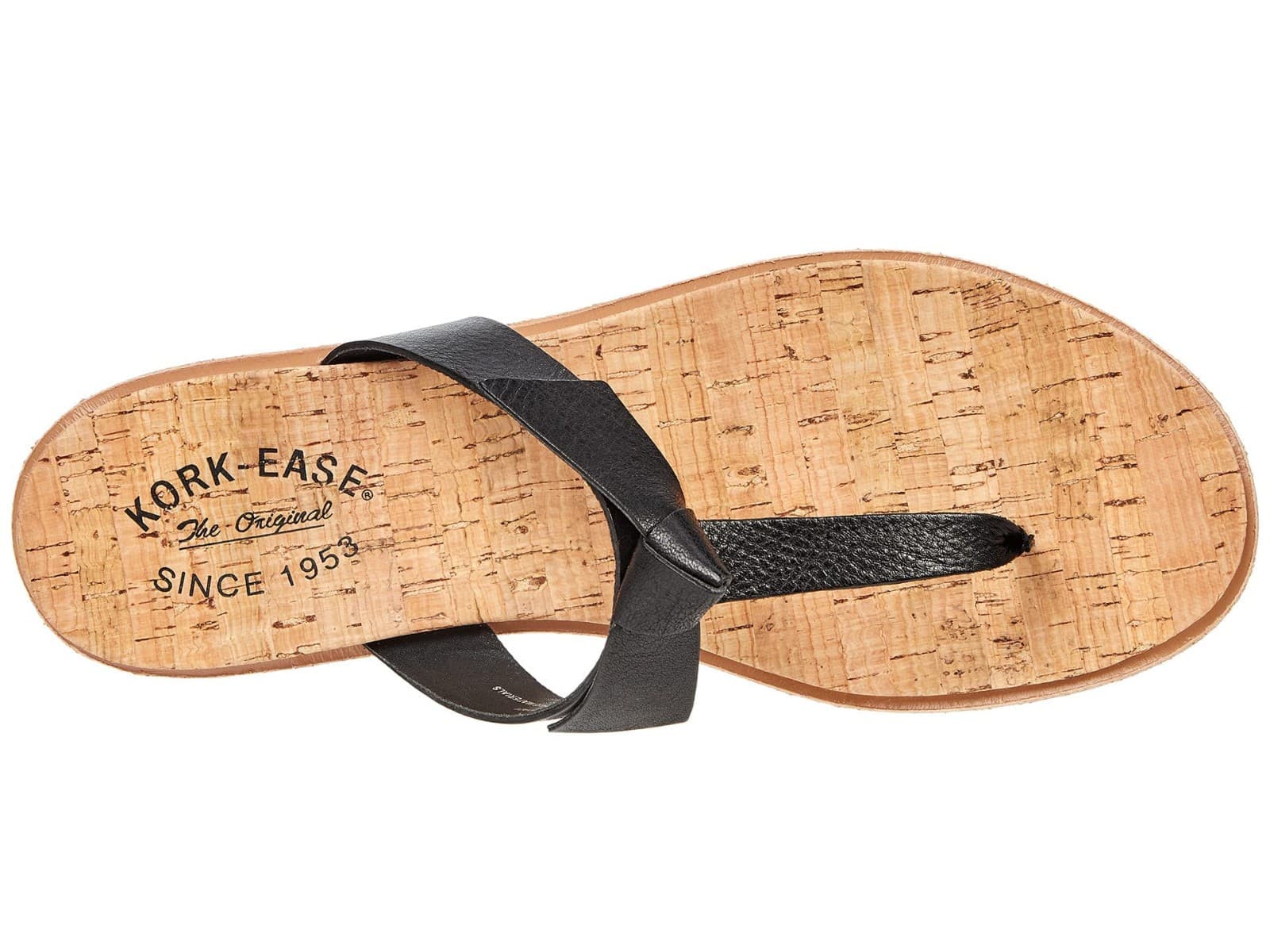 Kork-Ease Womens Size 9 Blake T-Strap Leather Black Thong Sandals Shoes - Thumbnail 3