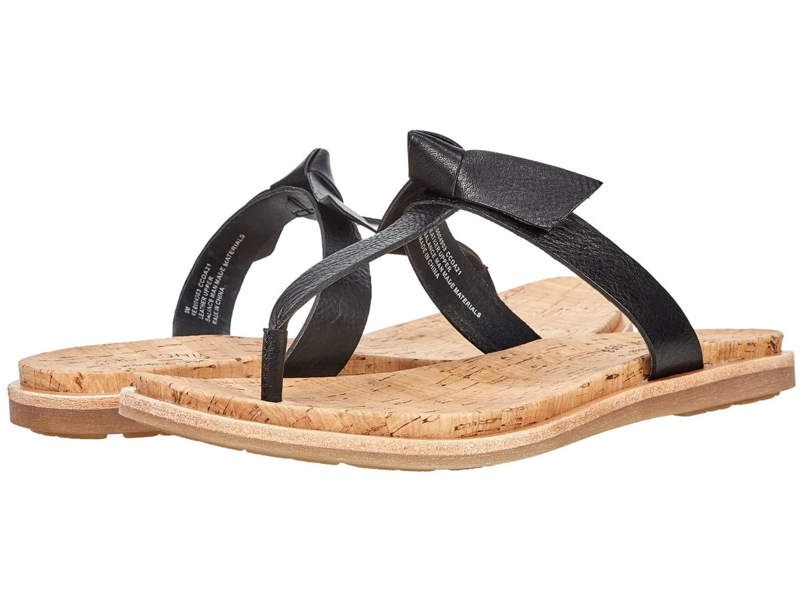 Kork-Ease Womens Size 9 Blake T-Strap Leather Black Thong Sandals Shoes - Image 1