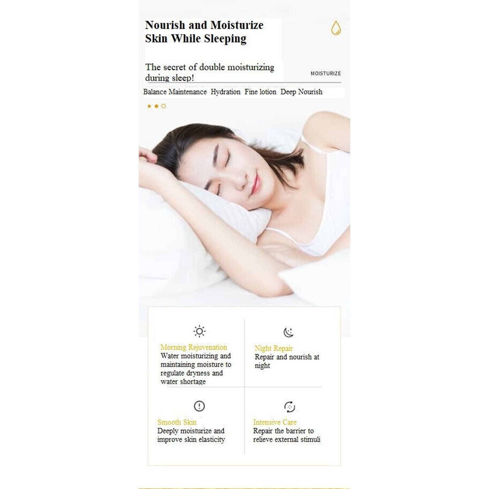 18 Gold Yeast Niacinamide Sleeping Mask Brighten Hydrate Firm Skin anti ageing - Thumbnail 3