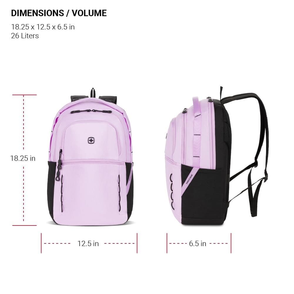 SwissGear Versa Laptop Backpack, Pastel Lilac, 18.25"x12.5"x6.25" - Thumbnail 5