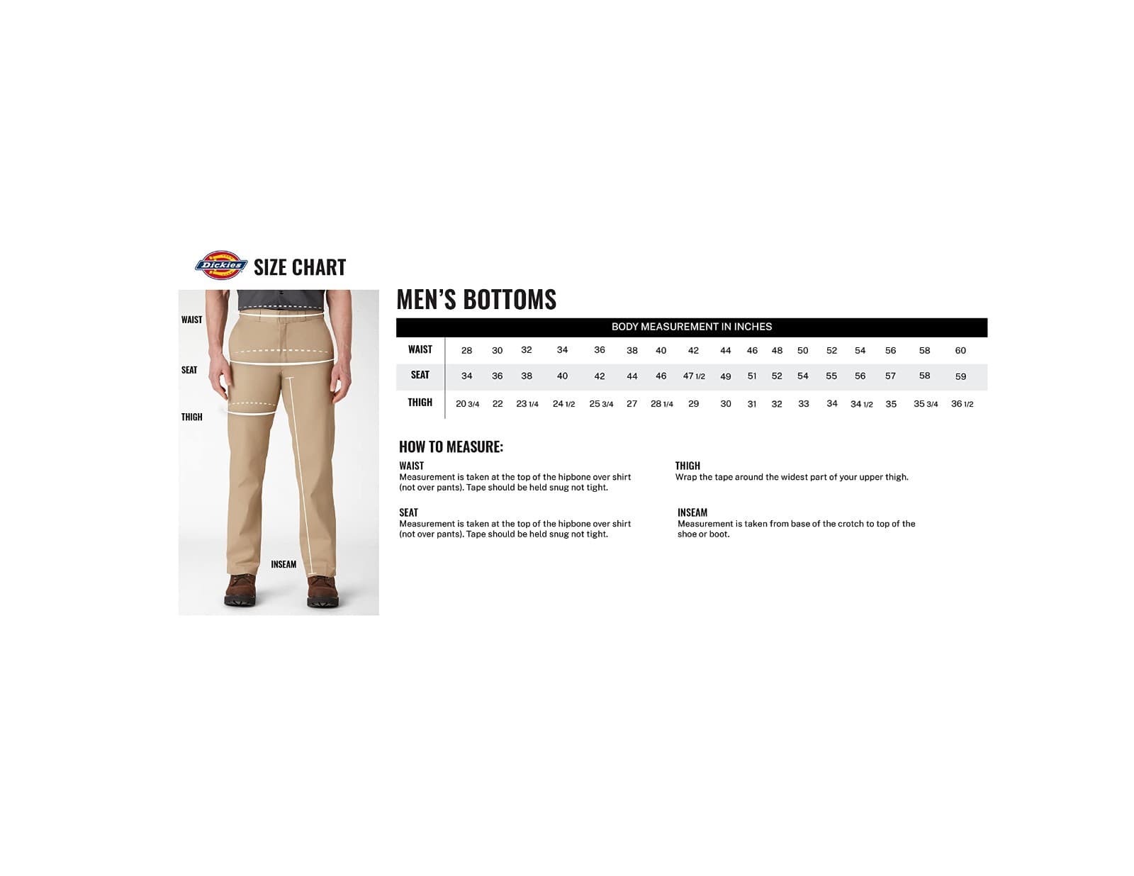 Dickies Slim Fit Straight Leg Work Pant 34W x 34L Khaki Slim Fit - Thumbnail 4