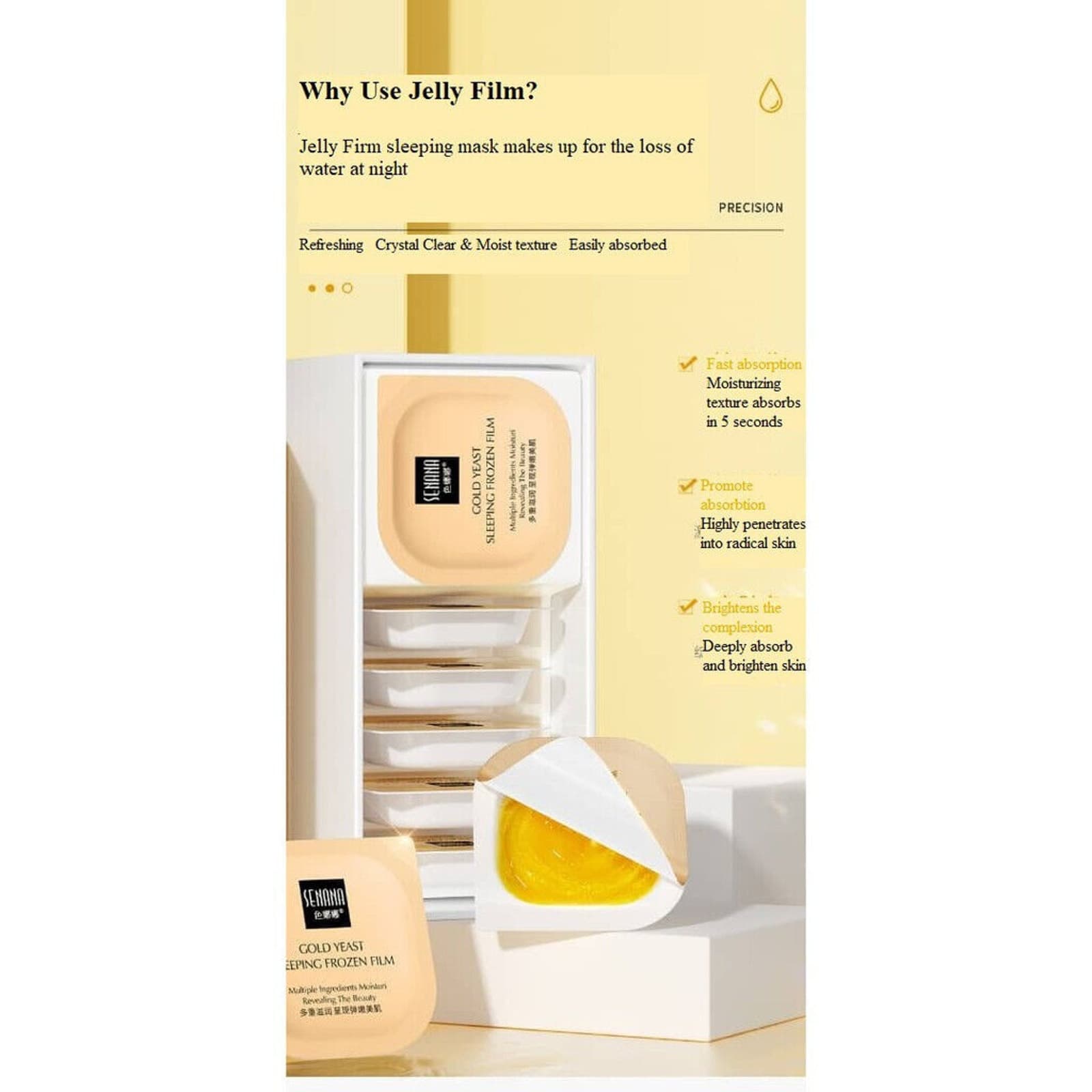 18 Gold Yeast Niacinamide Sleeping Mask Brighten Hydrate Firm Skin anti ageing - Thumbnail 6